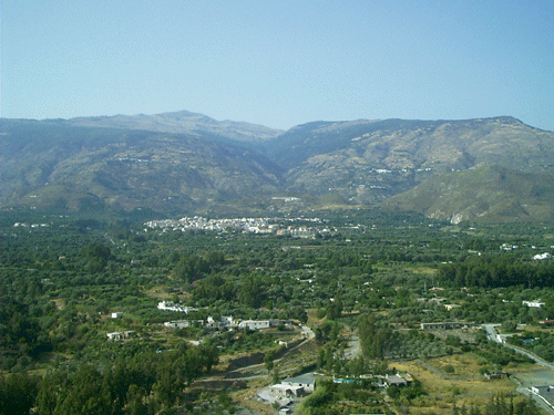 Orgiva from the south with the Sierra Nevada behind